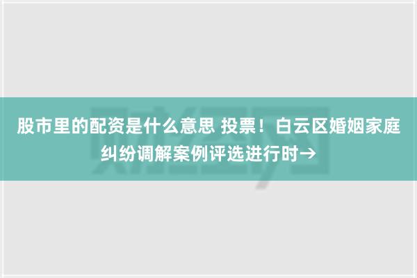 股市里的配资是什么意思 投票！白云区婚姻家庭纠纷调解案例评选进行时→